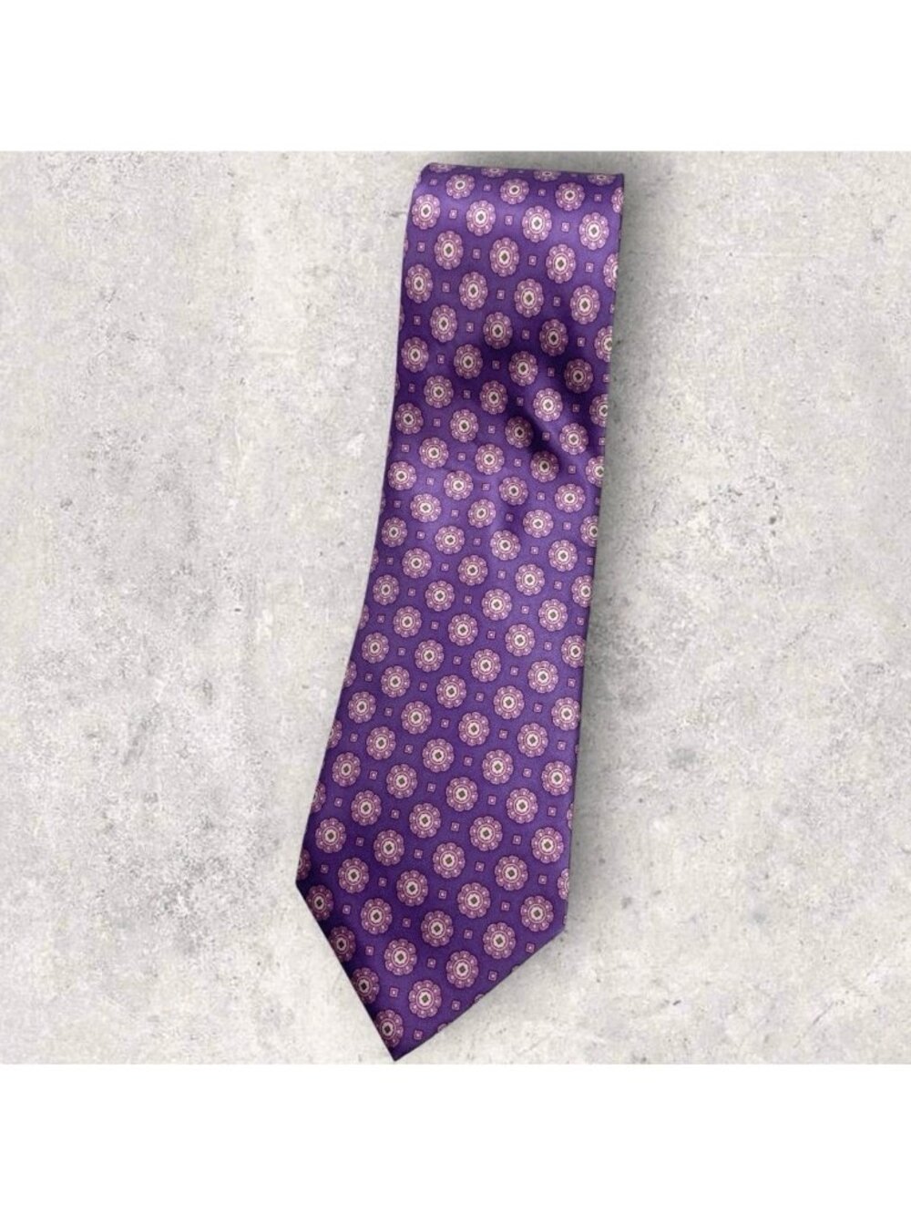 BROOKS BROTHERS GOLDEN FLEECE 7fold Silk Tie USA Purple Pink Floral W:4.2" EUC